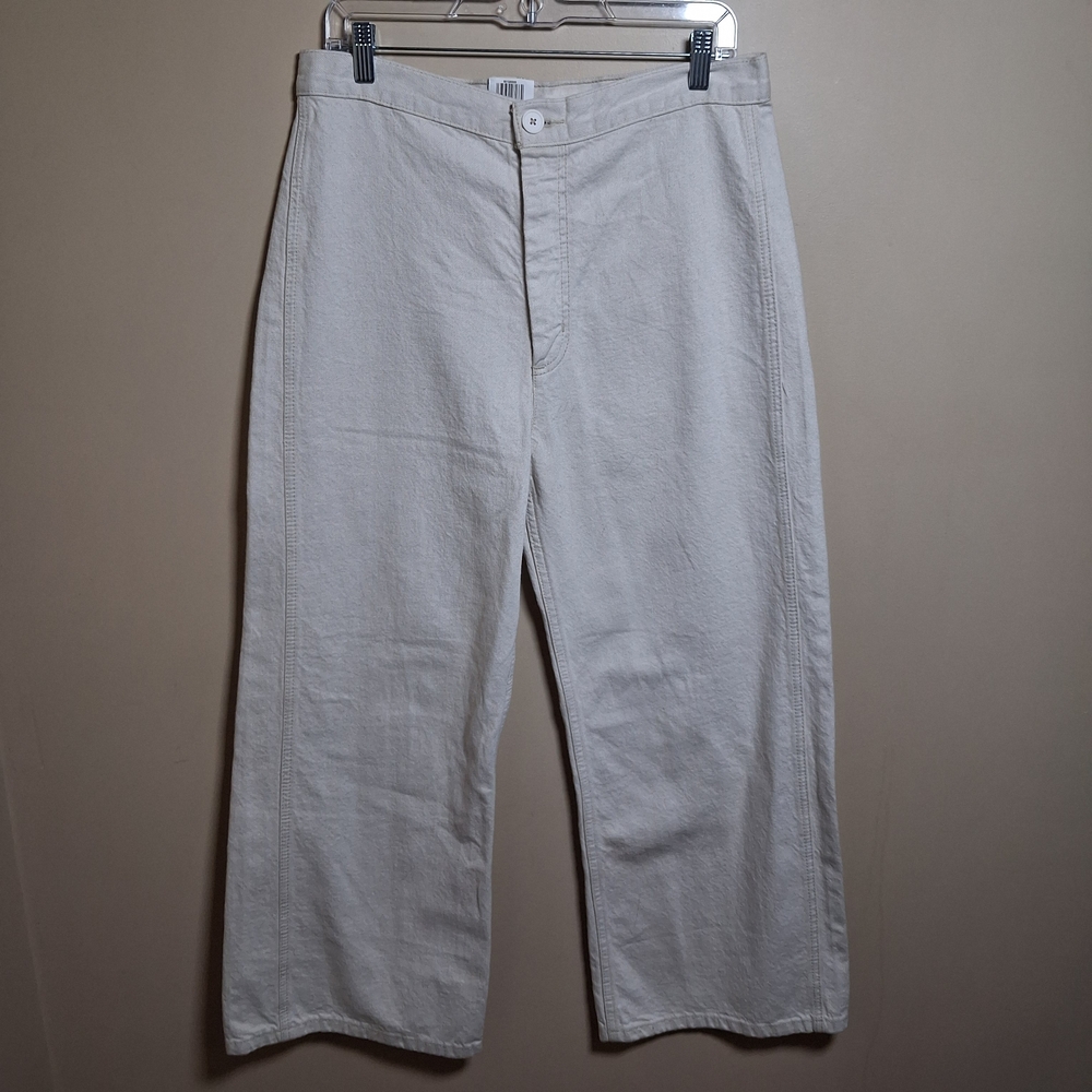 Levi's NWT Women's Ribcage Wide Leg Cropped Jeans; Sz 31x26; Natural Oatmeal Col